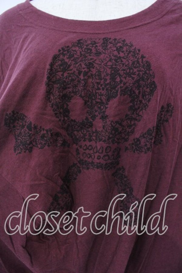 画像2: ヴィヴィアンウエストウッド 中古 / スカルプリントドルマンカットソー 1 ワイン  O-25-12-14-031-to-YM-OS (2)