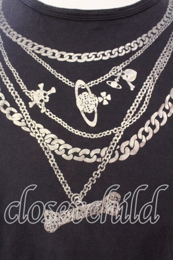 画像2: ヴィヴィアンウエストウッド 中古 / スカルネックレス Tシャツ 48 ブラック  O-25-12-14-004-to-YM-OS (2)