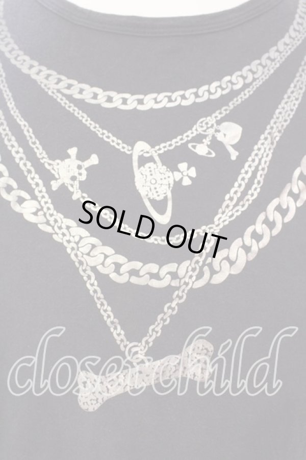 画像2: ヴィヴィアンウエストウッド 中古 / スカルネックレス Tシャツ 48 ブラック  O-25-12-14-004-to-YM-OS (2)