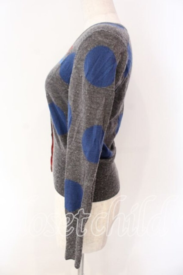 画像4: ヴィヴィアンウエストウッド 中古 / エッセンシャルオーブスポットカーディガン 2 グレー  O-25-12-14-039-to-YM-OS (4)