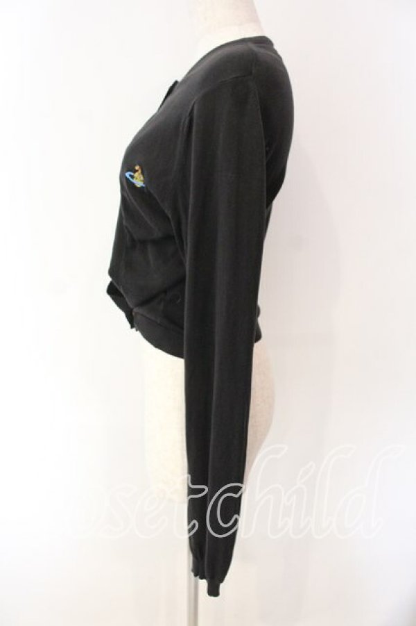 画像4: ヴィヴィアンウエストウッド 中古 / カラーオーブ刺繍ボレロカーディガン S ブラック  O-25-12-14-040-to-YM-OS (4)