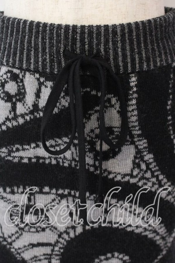 画像2: ヴィヴィアンウエストウッド 中古 / ジャガードニットスカート 00 ブラックｘグレー  O-25-12-14-043-sk-YM-OS (2)
