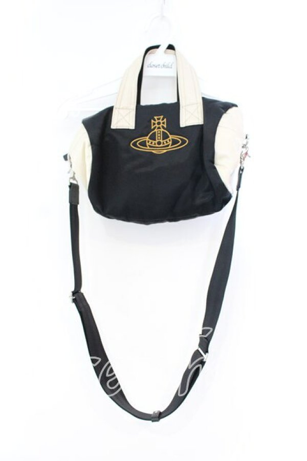 画像4: ヴィヴィアンウエストウッド MAN 中古 / "CONTRAST" ドラムバッグ  ブラック×シャンパンベージュ  O-25-12-14-059-ba-IG-OS (4)