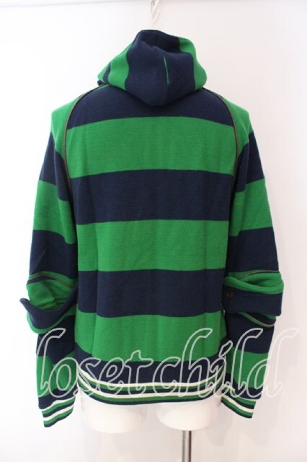 画像4: ヴィヴィアンウエストウッド MAN 中古 / グラフィティオーブ刺繍ボーダーパーカー S グリーンｘネイビー  O-25-12-14-001-to-YM-OS (4)
