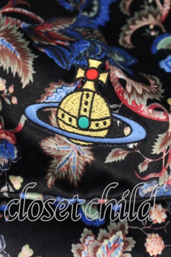 画像2: ヴィヴィアンウエストウッド 中古 / オーブ刺繍変形花柄ショルダーバッグ  ブラックｘマルチ  O-25-12-14-063-ba-YM-OS (2)