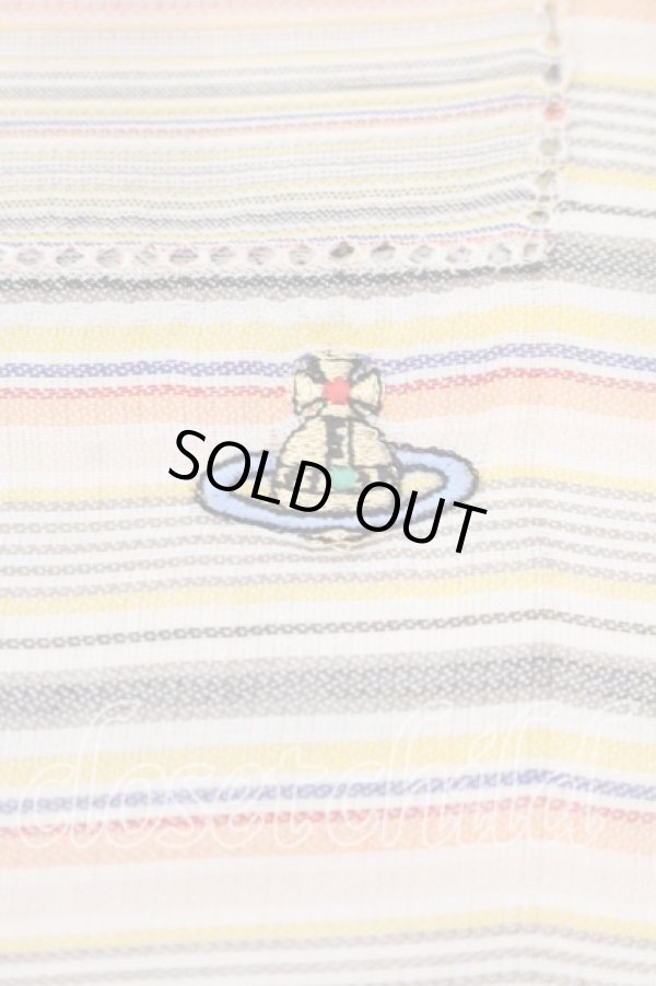 画像2: ヴィヴィアンウエストウッド 中古 / カラーオーブ刺繍マルチボーダーハンカチ  イエロー系  O-25-12-14-068-gd-YM-ZH (2)