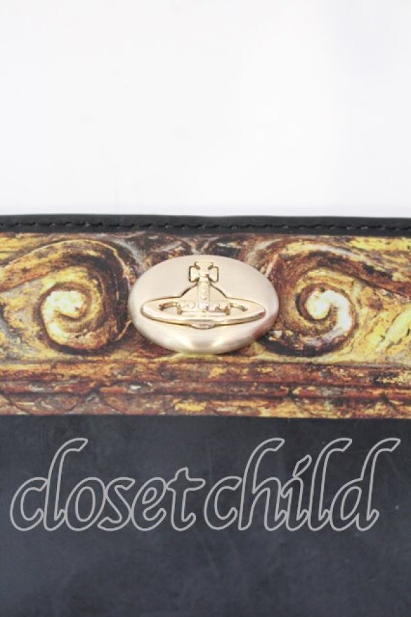 画像2: ヴィヴィアンウエストウッド 中古 / フレーム 二ツ折リ財布  ブラック  O-25-12-14-082-wa-IG-OS (2)