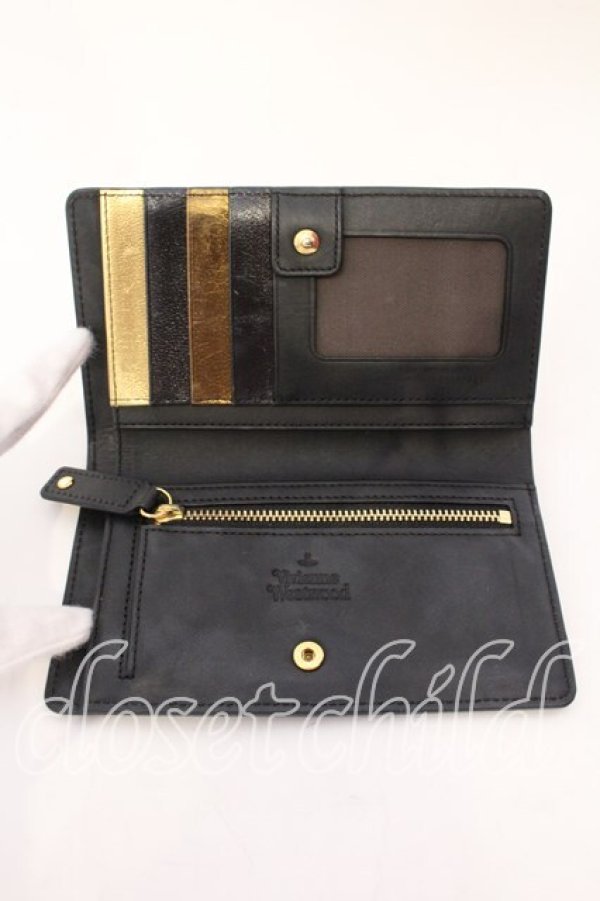 画像4: ヴィヴィアンウエストウッド 中古 / フレーム 二ツ折リ財布  ブラック  O-25-12-14-082-wa-IG-OS (4)