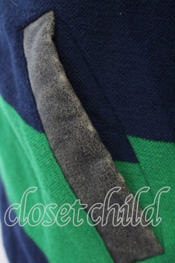 画像5: ヴィヴィアンウエストウッド MAN 中古 / グラフィティオーブ刺繍ボーダーパーカー S グリーンｘネイビー  O-25-12-14-001-to-YM-OS (5)