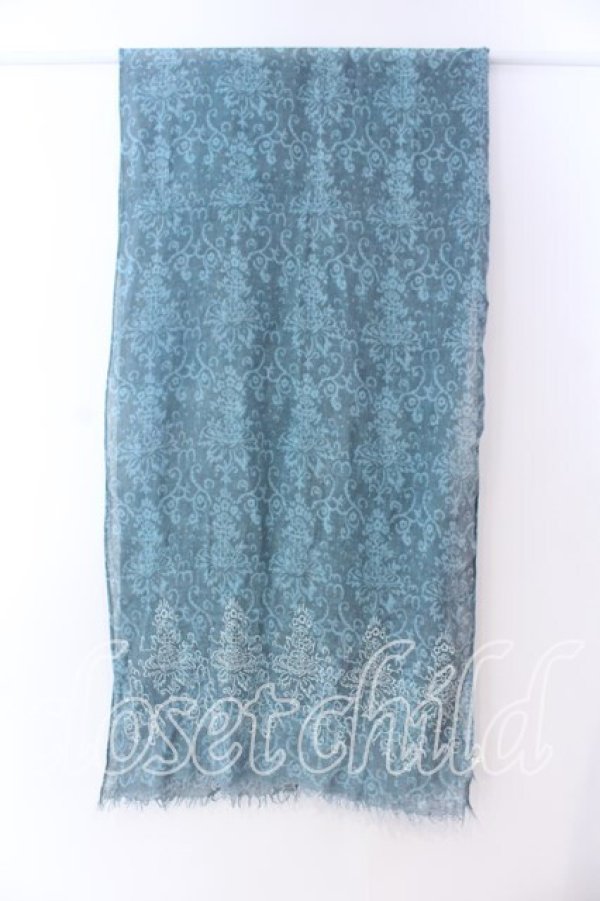 画像2: ヴィヴィアンウエストウッド 中古 / リネン混ジャガードストール　マフラー  ミント  O-25-12-14-093-gd-YM-OS (2)