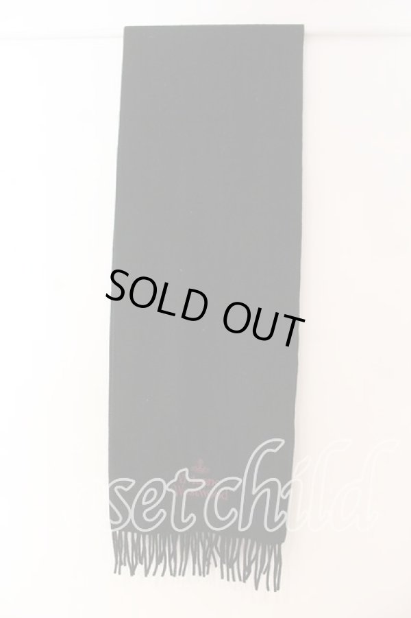 画像2: ヴィヴィアンウエストウッド 中古 / ロゴ刺繍マフラー  ブラックｘワイン  O-25-12-14-094-gd-YM-OS (2)