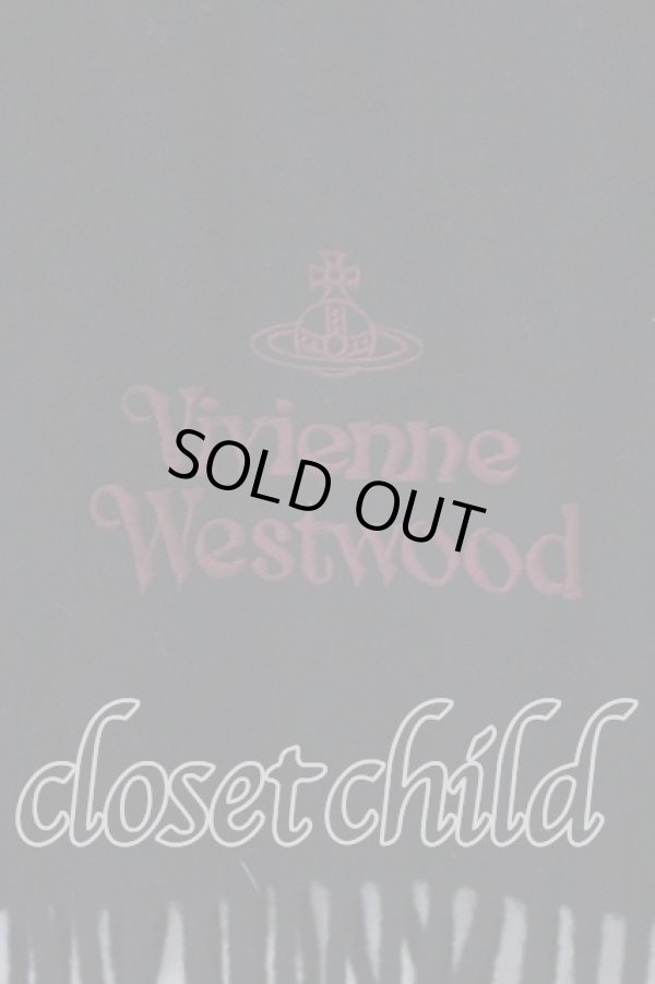 画像3: ヴィヴィアンウエストウッド 中古 / ロゴ刺繍マフラー  ブラックｘワイン  O-25-12-14-094-gd-YM-OS (3)