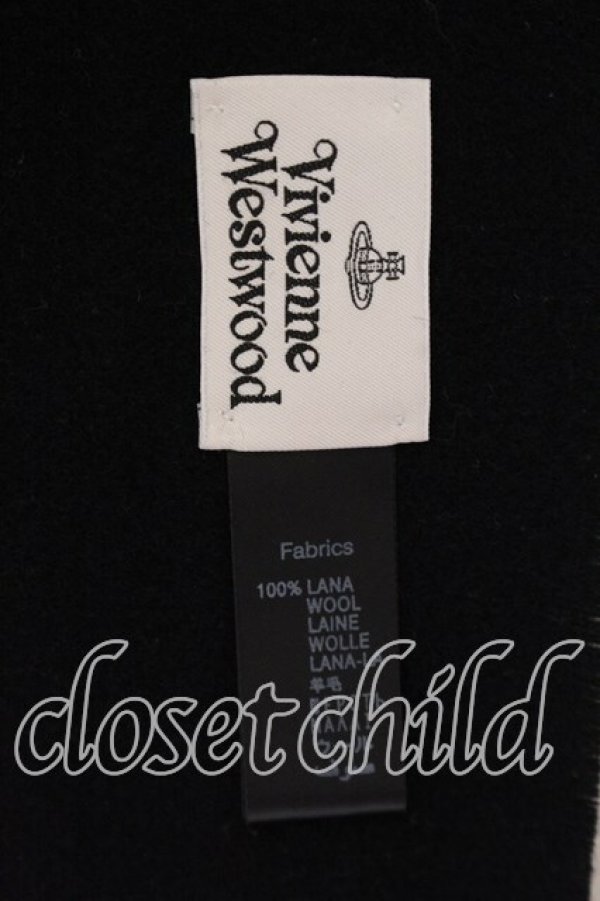 画像4: ヴィヴィアンウエストウッド 中古 / ロゴ刺繍マフラー  ブラックｘワイン  O-25-12-14-094-gd-YM-OS (4)