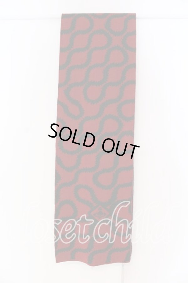 画像2: ヴィヴィアンウエストウッド 中古 / スクイグルマフラー　ストール  レッドｘブラック  O-25-12-14-095-gd-YM-OS (2)