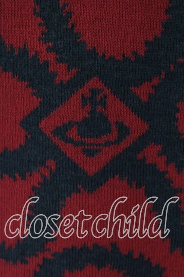 画像3: ヴィヴィアンウエストウッド 中古 / スクイグルマフラー　ストール  レッドｘブラック  O-25-12-14-095-gd-YM-OS (3)