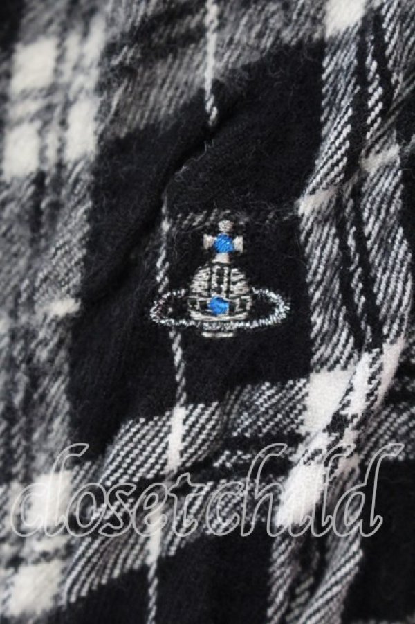 画像2: ヴィヴィアンウエストウッド MAN 中古 / リンクルチェック ビッグシャツ 48 ブラック  O-25-12-14-009-bl-YM-OS (2)