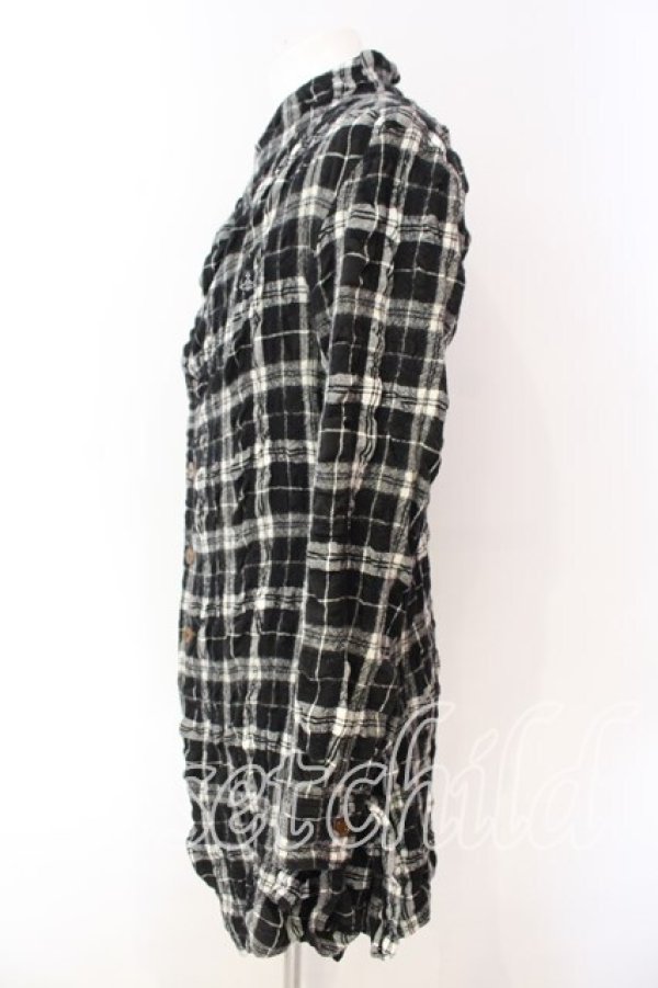 画像3: ヴィヴィアンウエストウッド MAN 中古 / リンクルチェック ビッグシャツ 48 ブラック  O-25-12-14-009-bl-YM-OS (3)