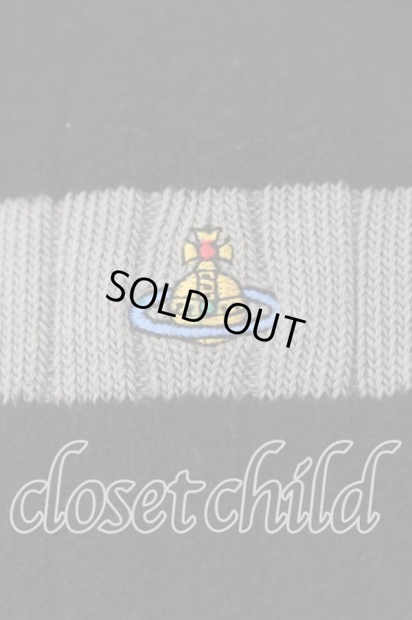 画像2: ヴィヴィアンウエストウッド 中古 / カラーオーブ刺繍ラムウールソックス 22.5-24.5cm ブラックｘレッドｘグレー  O-25-12-14-101-gd-YM-OS (2)