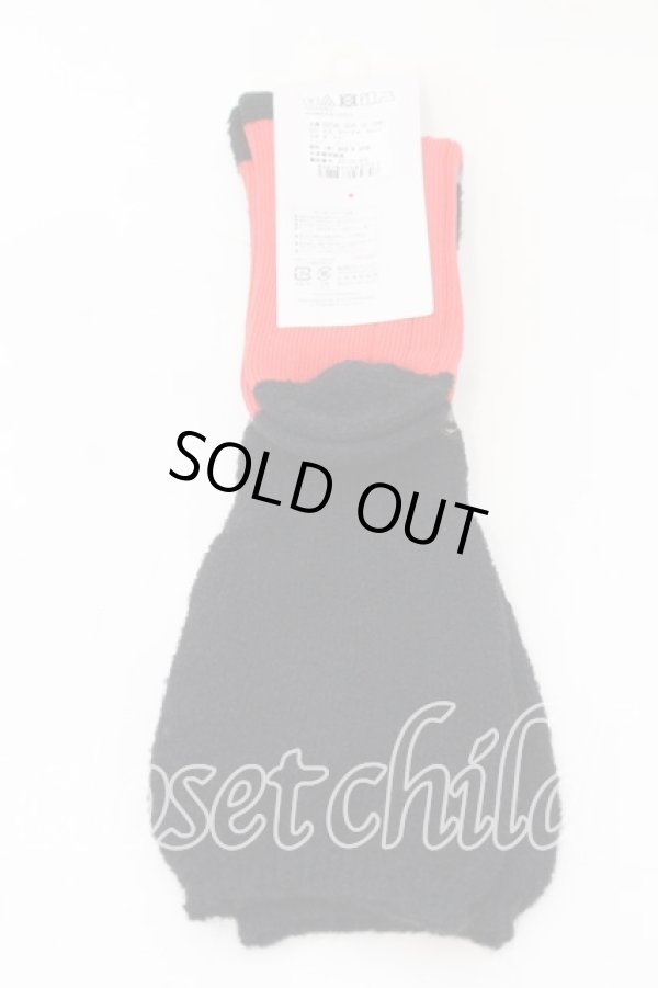 画像3: ヴィヴィアンウエストウッド 中古 / カラーオーブ刺繍ラムウールソックス 22.5-24.5cm ブラックｘレッドｘグレー  O-25-12-14-101-gd-YM-OS (3)