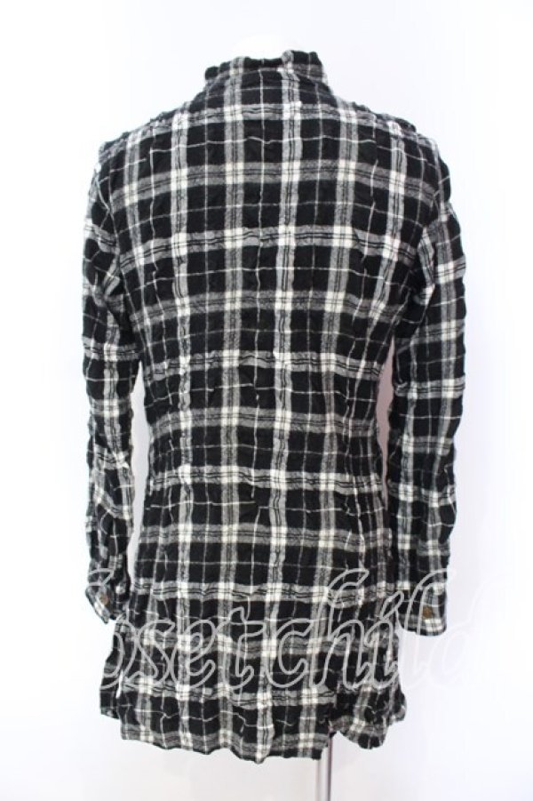 画像4: ヴィヴィアンウエストウッド MAN 中古 / リンクルチェック ビッグシャツ 48 ブラック  O-25-12-14-009-bl-YM-OS (4)