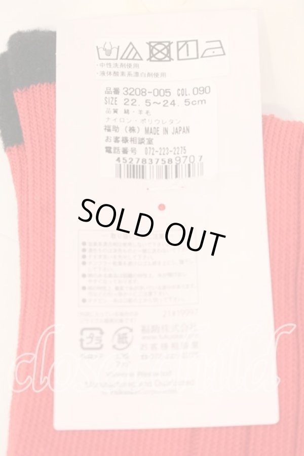 画像4: ヴィヴィアンウエストウッド 中古 / カラーオーブ刺繍ラムウールソックス 22.5-24.5cm ブラックｘレッドｘグレー  O-25-12-14-101-gd-YM-OS (4)