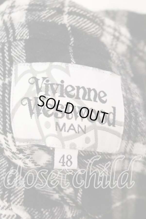 画像5: ヴィヴィアンウエストウッド MAN 中古 / リンクルチェック ビッグシャツ 48 ブラック  O-25-12-14-009-bl-YM-ZH (5)