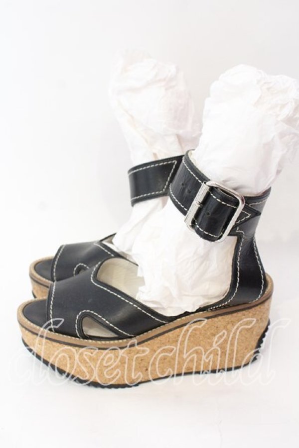 画像4: ヴィヴィアンウエストウッド 中古 / BUCKLE BALERINA サンダル（バックルバレリーナ） 40（約25cm） ブラックｘナチュラル  O-25-12-14-105-sh-YM-OS (4)