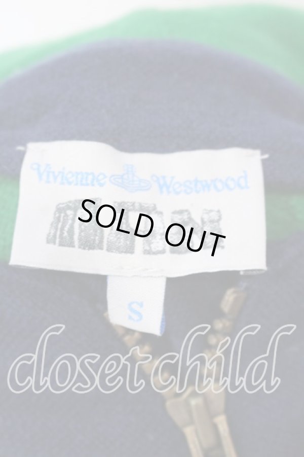 画像6: ヴィヴィアンウエストウッド MAN 中古 / グラフィティオーブ刺繍ボーダーパーカー S グリーンｘネイビー  O-25-12-14-001-to-YM-OS (6)