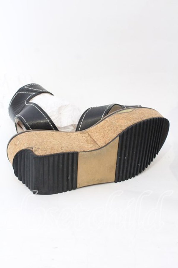 画像8: ヴィヴィアンウエストウッド 中古 / BUCKLE BALERINA サンダル（バックルバレリーナ） 40（約25cm） ブラックｘナチュラル  O-25-12-14-105-sh-YM-OS (8)