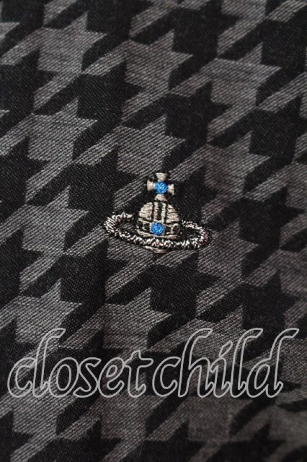 画像2: ヴィヴィアンウエストウッド MAN 中古 / スタートゥースジャカードクラシックシャツ 48 ブラックｘグレー  O-25-12-14-010-bl-YM-OS (2)