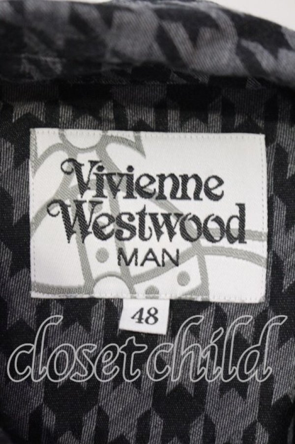 画像5: ヴィヴィアンウエストウッド MAN 中古 / スタートゥースジャカードクラシックシャツ 48 ブラックｘグレー  O-25-12-14-010-bl-YM-OS (5)