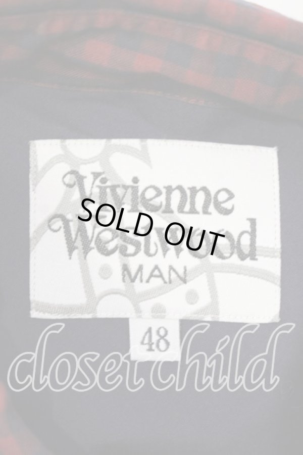 画像8: ヴィヴィアンウエストウッド MAN 中古 / コントラストギンガム クラシックシャツ 48 ネイビーｘレッド  O-25-12-14-011-bl-YM-OS (8)