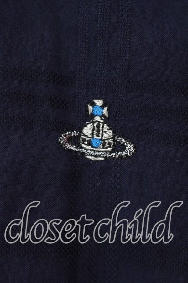 画像2: ヴィヴィアンウエストウッド MAN 中古 / ジャガードチェッククラシックシャツ 48 ネイビー  O-25-12-14-012-bl-YM-OS (2)