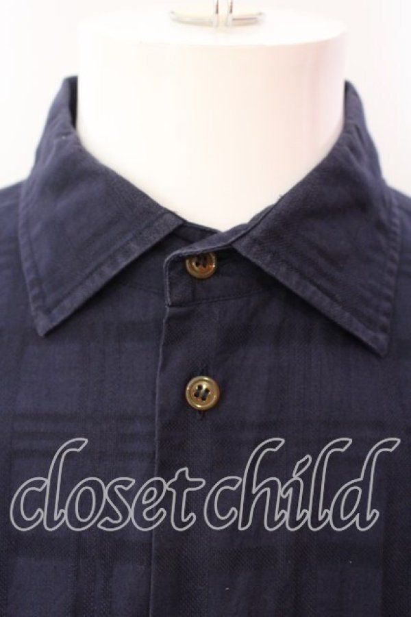 画像3: ヴィヴィアンウエストウッド MAN 中古 / ジャガードチェッククラシックシャツ 48 ネイビー  O-25-12-14-012-bl-YM-OS (3)