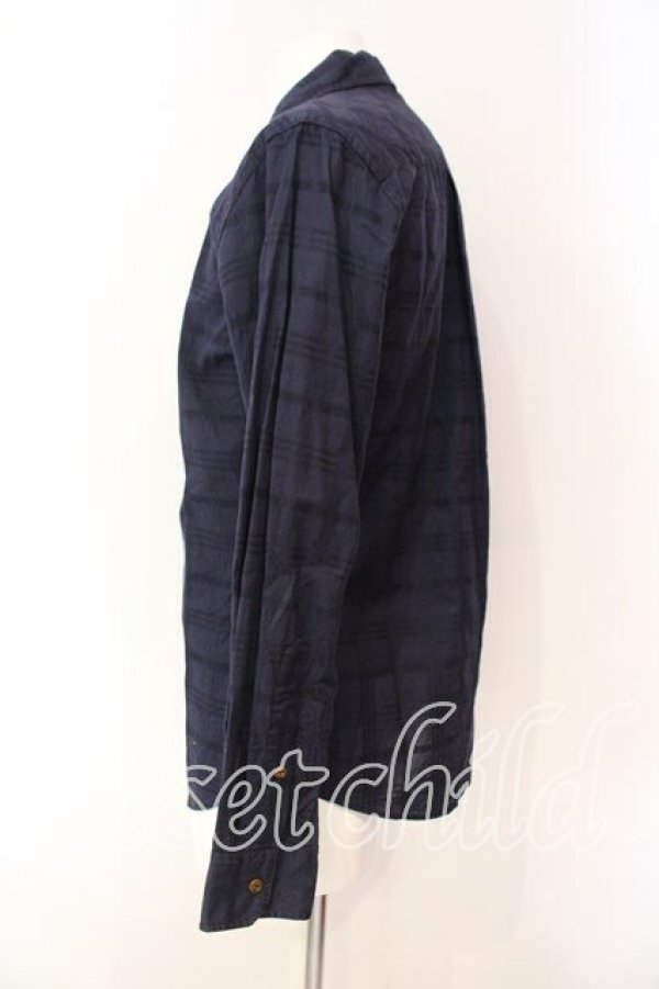 画像4: ヴィヴィアンウエストウッド MAN 中古 / ジャガードチェッククラシックシャツ 48 ネイビー  O-25-12-14-012-bl-YM-OS (4)