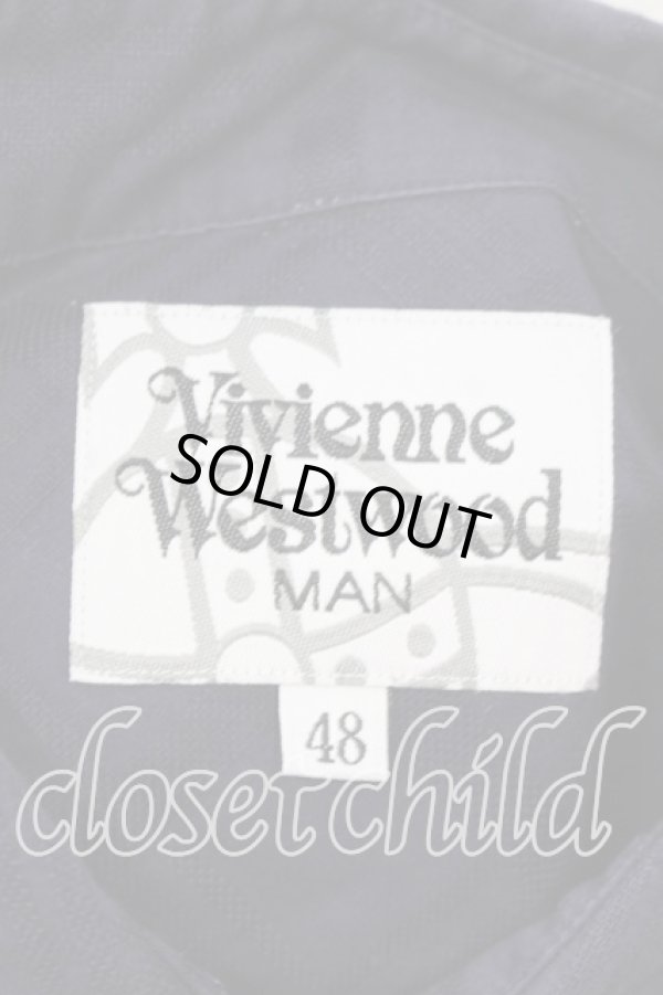 画像6: ヴィヴィアンウエストウッド MAN 中古 / ジャガードチェッククラシックシャツ 48 ネイビー  O-25-12-14-012-bl-YM-ZH (6)