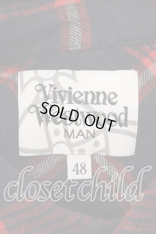 画像5: ヴィヴィアンウエストウッド MAN 中古 / ウールチェックオジークラークシャツ 48 ブラックｘレッド  O-25-12-14-014-bl-YM-ZH (5)