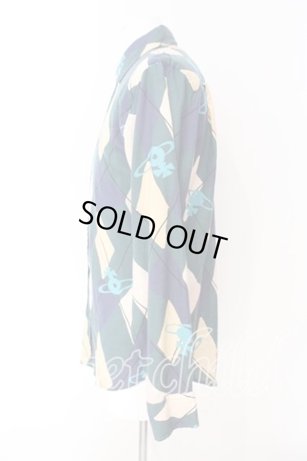 画像3: ヴィヴィアンウエストウッド MAN 中古 / HARLEQUINクラシックシャツ 48 グリーン  O-25-12-14-015-bl-YM-ZH (3)