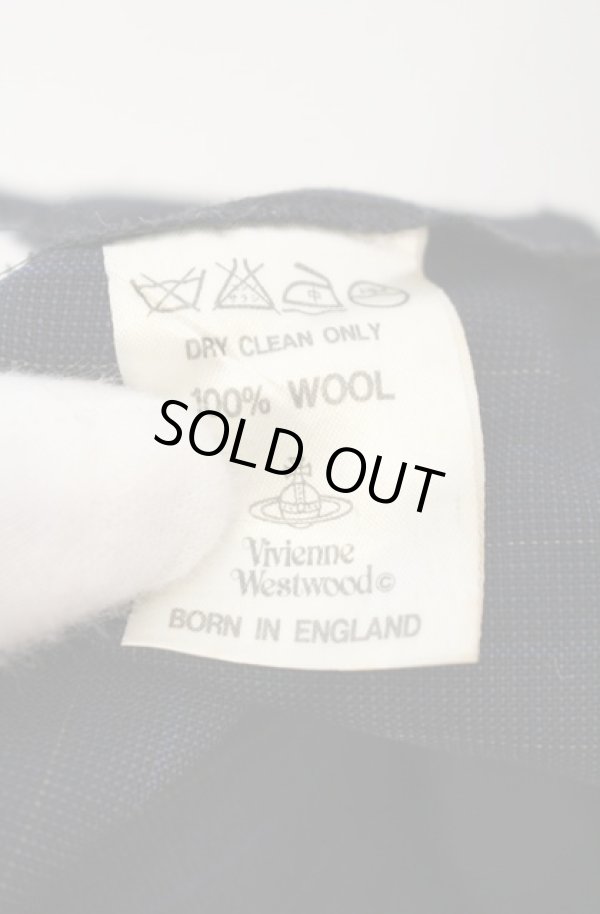 画像10: 【Vintage放出】ヴィヴィアンウエストウッド 中古 / ペンシルストライプシャツジャケットセットアップ S ネイビー  O-25-12-20-001-su-YM-ZH (10)