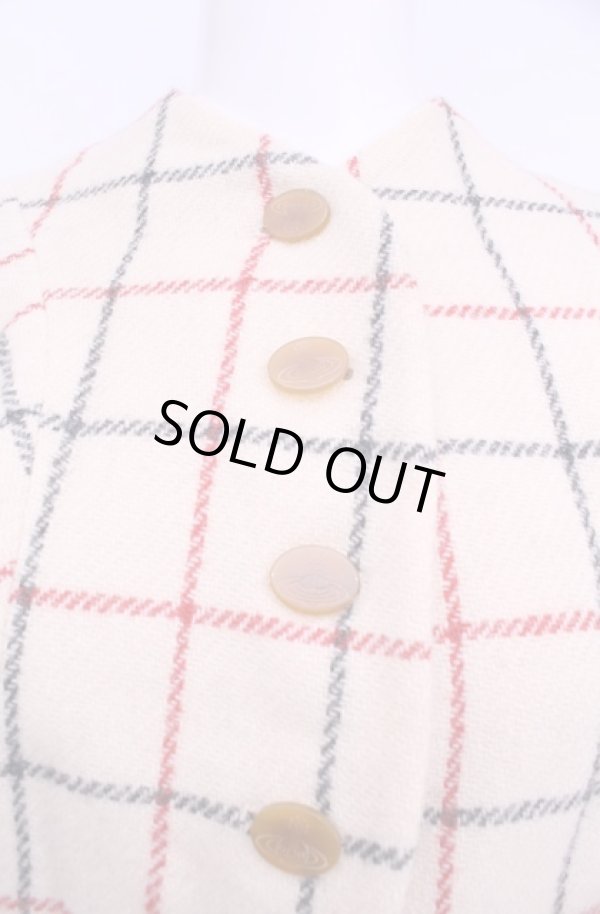 画像2: 【Vintage放出】ヴィヴィアンウエストウッド 中古 / ハリスツイードピアポイントジャケット 8 アイボリー  O-25-12-20-016-jc-YM-OS (2)