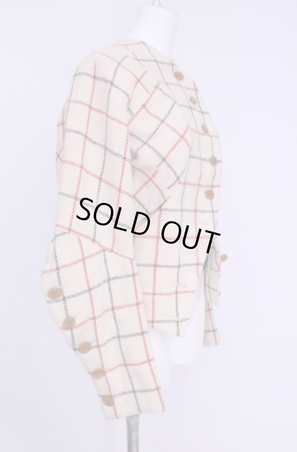 画像4: 【Vintage放出】ヴィヴィアンウエストウッド 中古 / ハリスツイードピアポイントジャケット 8 アイボリー  O-25-12-20-016-jc-YM-OS (4)