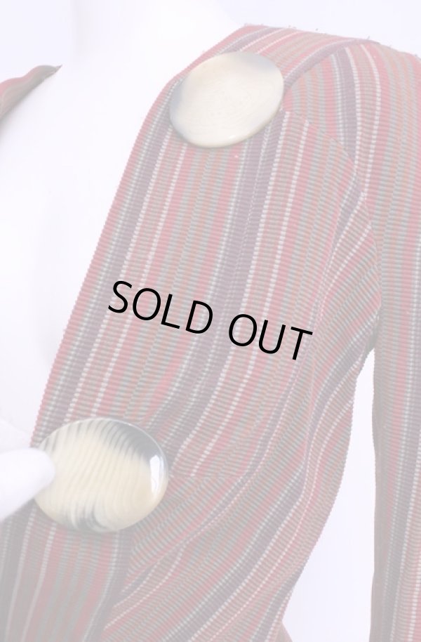 画像2: 【Vintage放出】ヴィヴィアンウエストウッド 中古 / ビッグオーブボタンジャケット UK10 マルチ（レッドｘパープルｘブラウン）  O-25-12-20-018-jc-YM-OS (2)