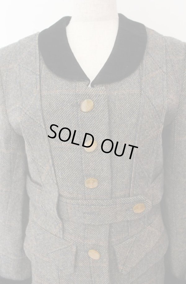 画像2: 【Vintage放出】ヴィヴィアンウエストウッド 中古 / ツイードボンテージセットアップ 10 グレーｘブラック  O-25-12-20-002-sk-YM-OS (2)