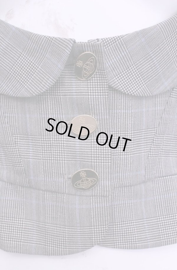 画像2: 【Vintage放出】ヴィヴィアンウエストウッド 中古 / グレンチェックアンダーバストジャケット 40 グレー  O-25-12-20-019-jc-YM-OS (2)