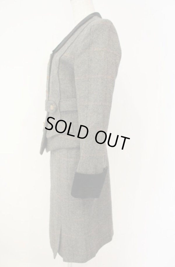 画像3: 【Vintage放出】ヴィヴィアンウエストウッド 中古 / ツイードボンテージセットアップ 10 グレーｘブラック  O-25-12-20-002-sk-YM-OS (3)