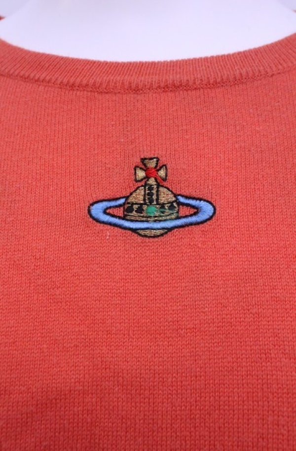 画像2: 【Vintage放出】ヴィヴィアンウエストウッド 中古 / カラーオーブ刺繍半袖ニット  オレンジ  O-25-12-20-021-to-YM-OS (2)