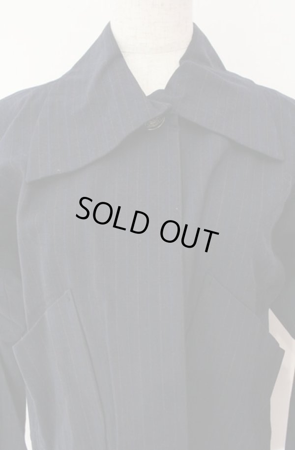 画像2: 【Vintage放出】ヴィヴィアンウエストウッド 中古 / ペンシルストライプシャツジャケットセットアップ S ネイビー  O-25-12-20-001-su-YM-ZH (2)