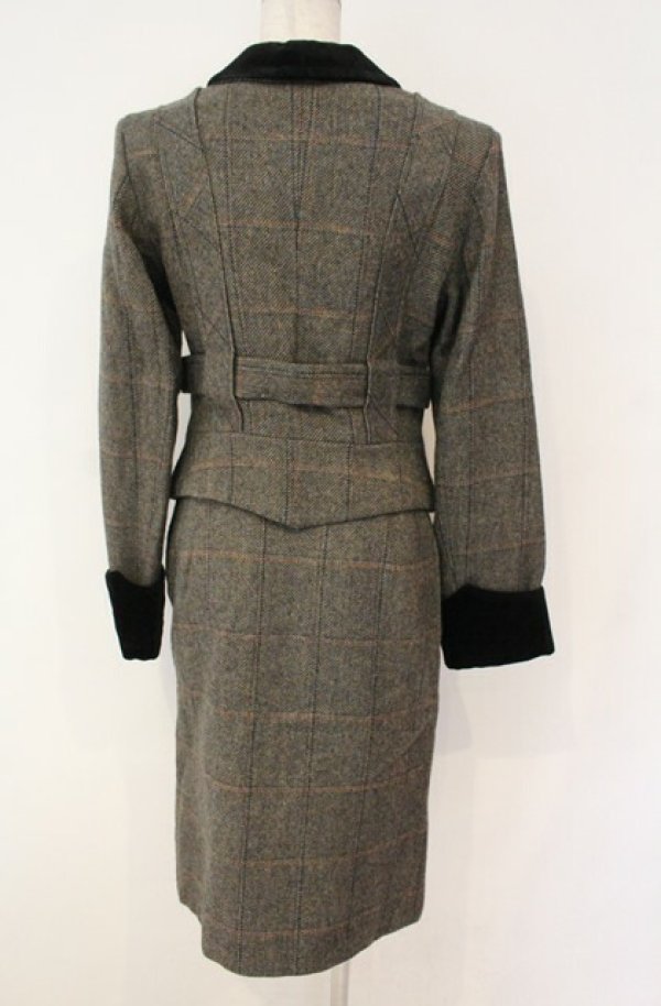 画像5: 【Vintage放出】ヴィヴィアンウエストウッド 中古 / ツイードボンテージセットアップ 10 グレーｘブラック  O-25-12-20-002-sk-YM-OS (5)