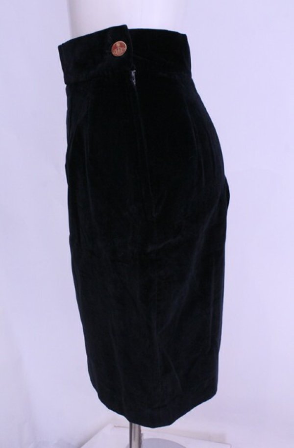 画像3: 【Vintage放出】ヴィヴィアンウエストウッド 中古 / 別珍台形スカート 40 ブラック  O-25-12-20-026-sk-YM-OS (3)