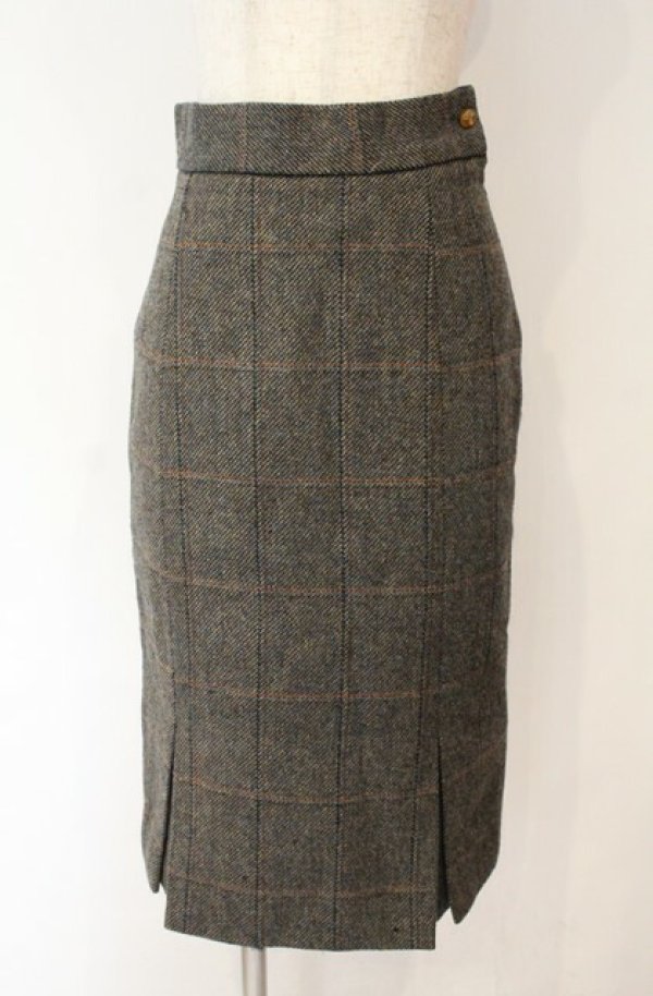 画像9: 【Vintage放出】ヴィヴィアンウエストウッド 中古 / ツイードボンテージセットアップ 10 グレーｘブラック  O-25-12-20-002-sk-YM-OS (9)